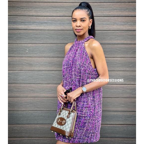 ZARA Mini Dress with Frayed Trims NWT Purple Tweed Size M, L - Picture 11 of 16